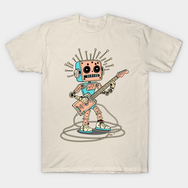 Robot Guitarist, Colorful T-Shirt by anderleao